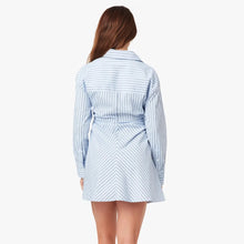 Load image into Gallery viewer, Habitual Stripe Mini Shirt Dress | Blue and Salute Stripe