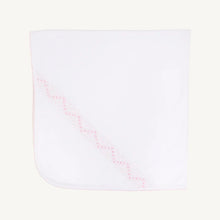 Load image into Gallery viewer, TBBC Sweetly Smocked Blessing Blanket | Worth Ave White/Palm Beach Pink