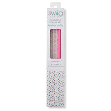Load image into Gallery viewer, Confetti + Pink Reusable Straw Set
