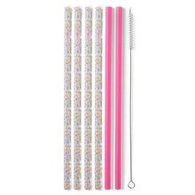 Load image into Gallery viewer, Confetti + Pink Reusable Straw Set