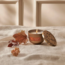 Load image into Gallery viewer, Thymes Pumpkin Laurel Poured Candle Tin with Gold Lid