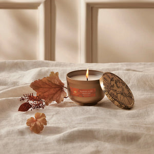 Thymes Pumpkin Laurel Poured Candle Tin with Gold Lid