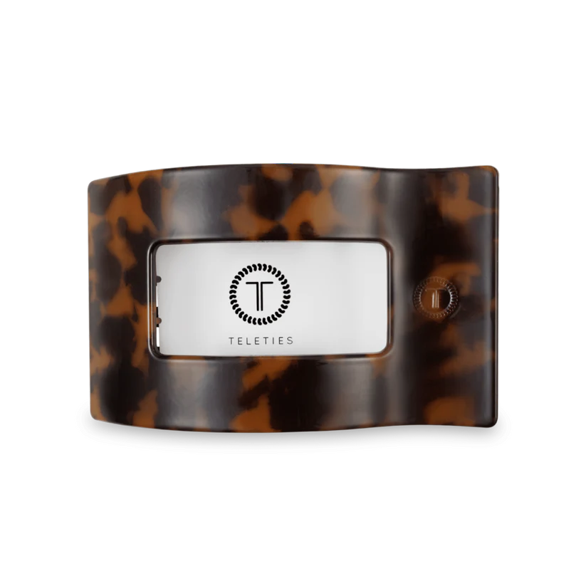 Teleties Tortoise Medium Flat Rectangle Clip