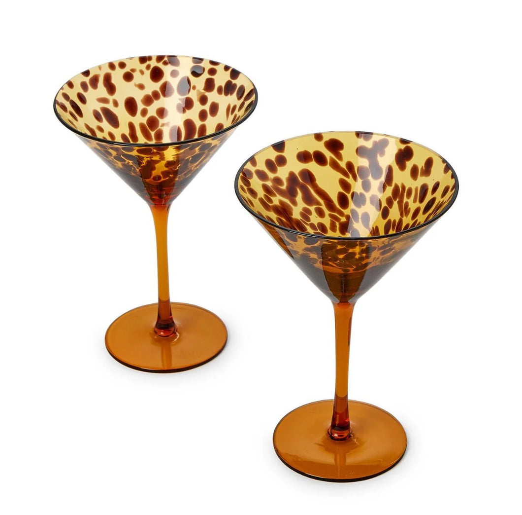 Tortoise Print Martini Glass