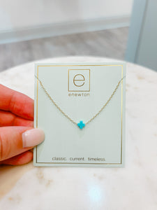 enewton 16" Necklace Gold - Signature Cross Small Turquoise