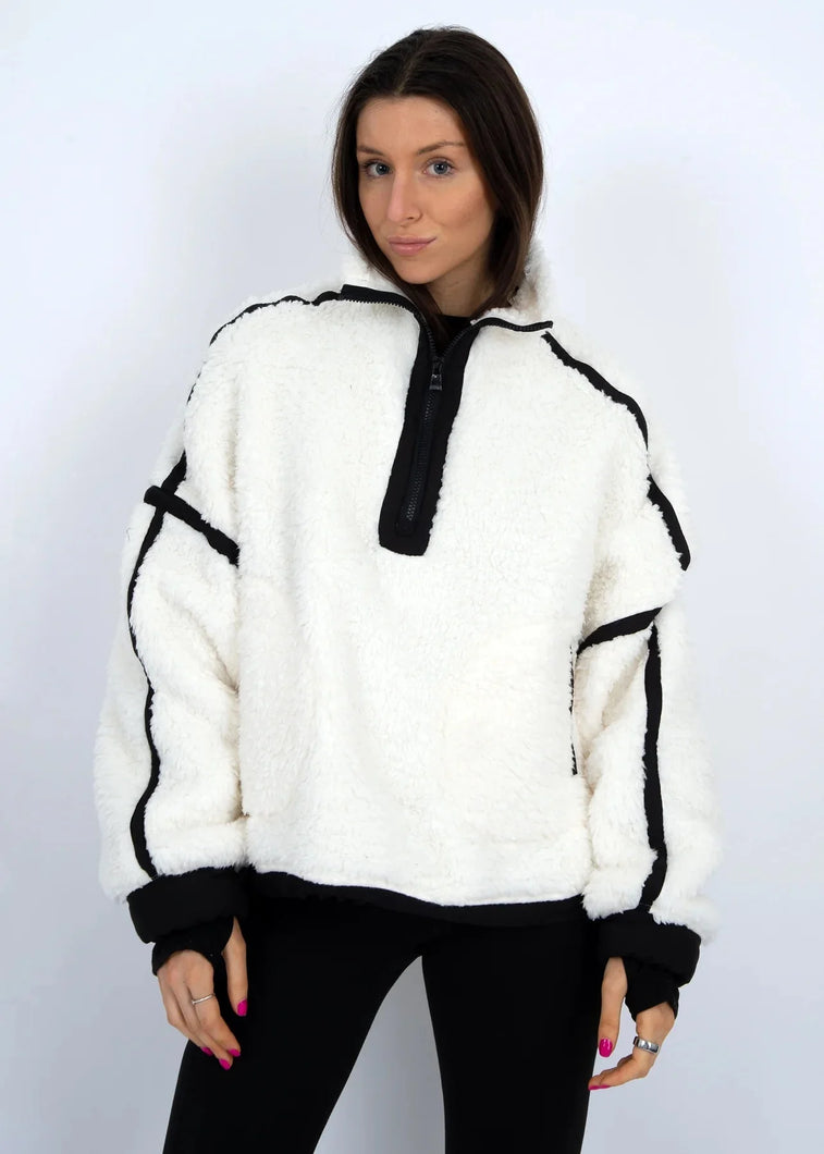 Jill Contrast Trim Half-Zip Pullover