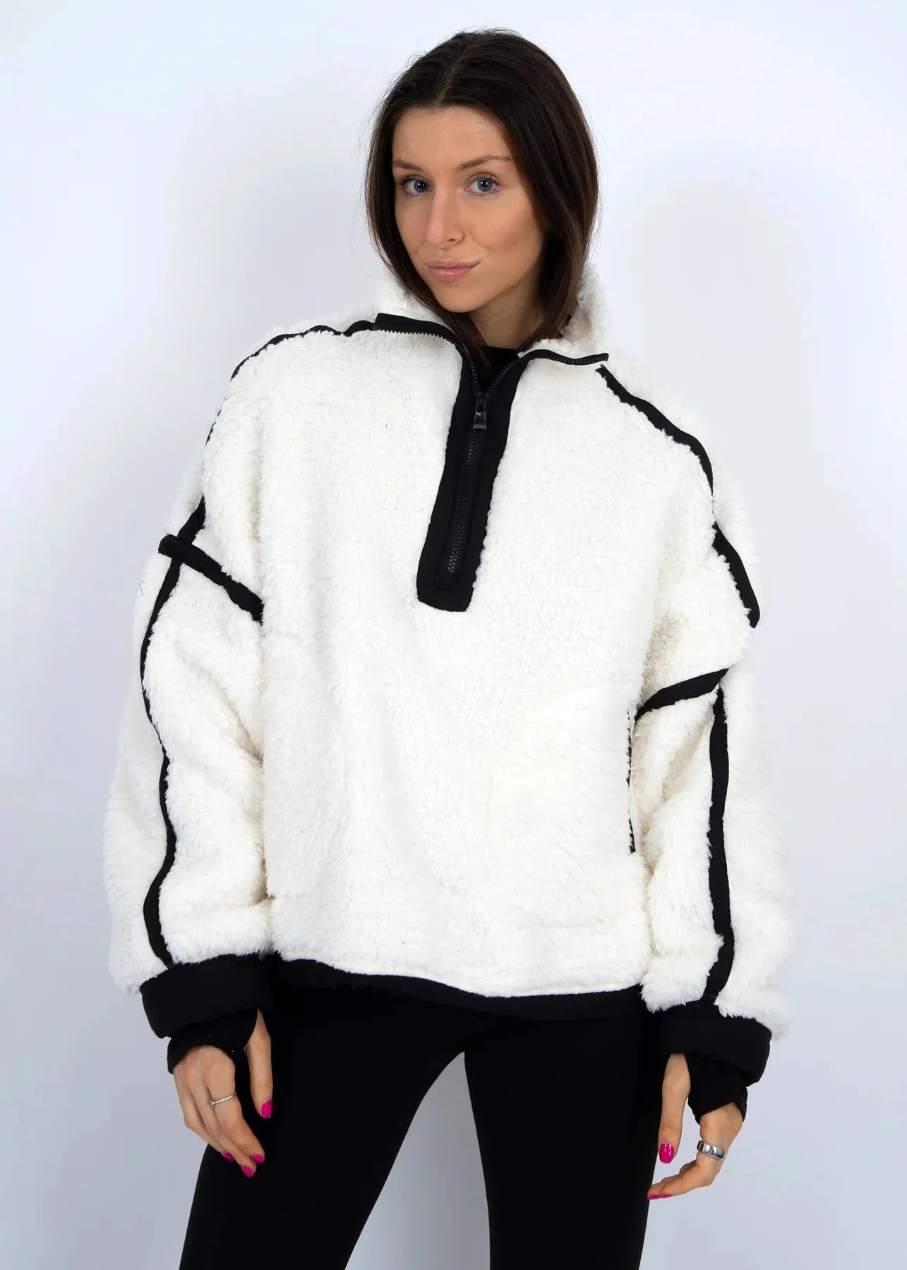 Jill Contrast Trim Half-Zip Pullover