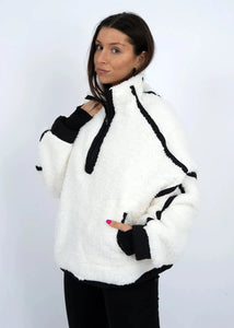 Jill Contrast Trim Half-Zip Pullover