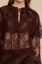 Load image into Gallery viewer, Lucy Paris Lili Lace Capelet Top | Brown