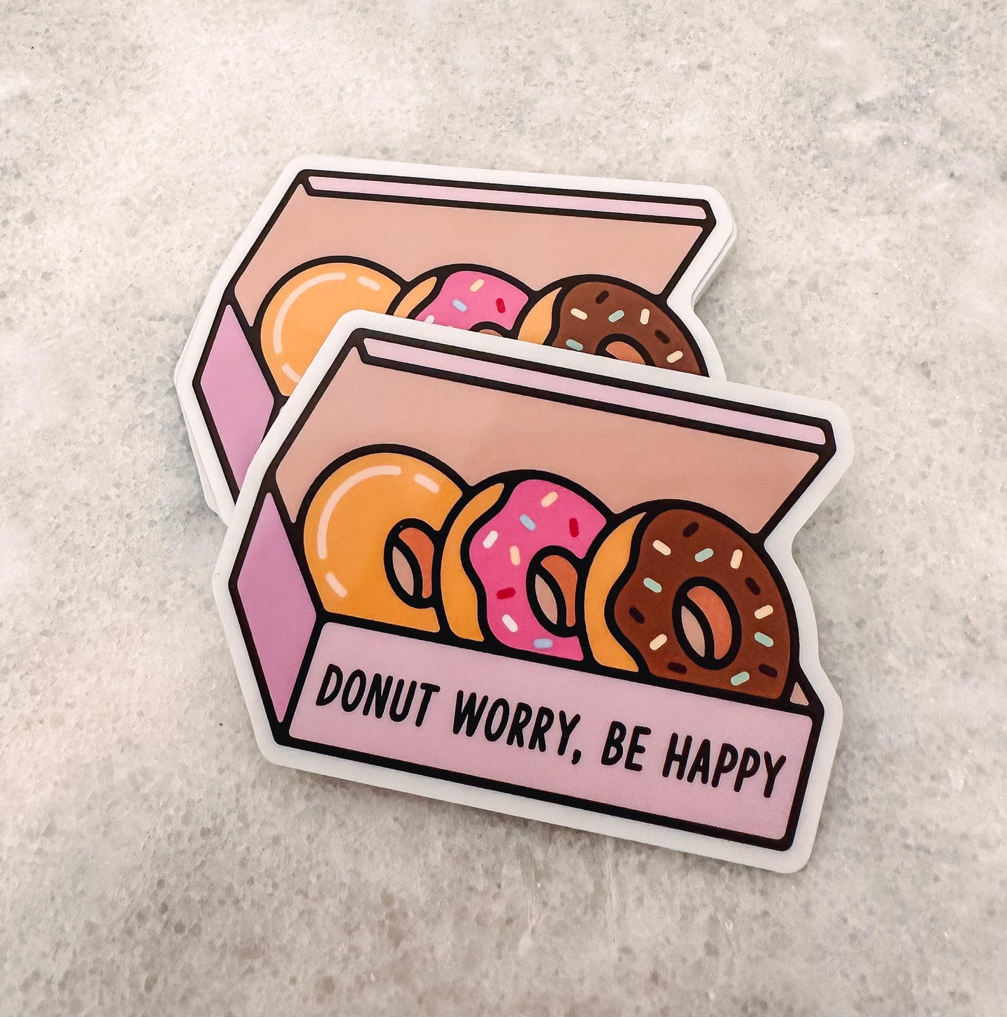 Donut Worry Be Happy Donut Box Sticker