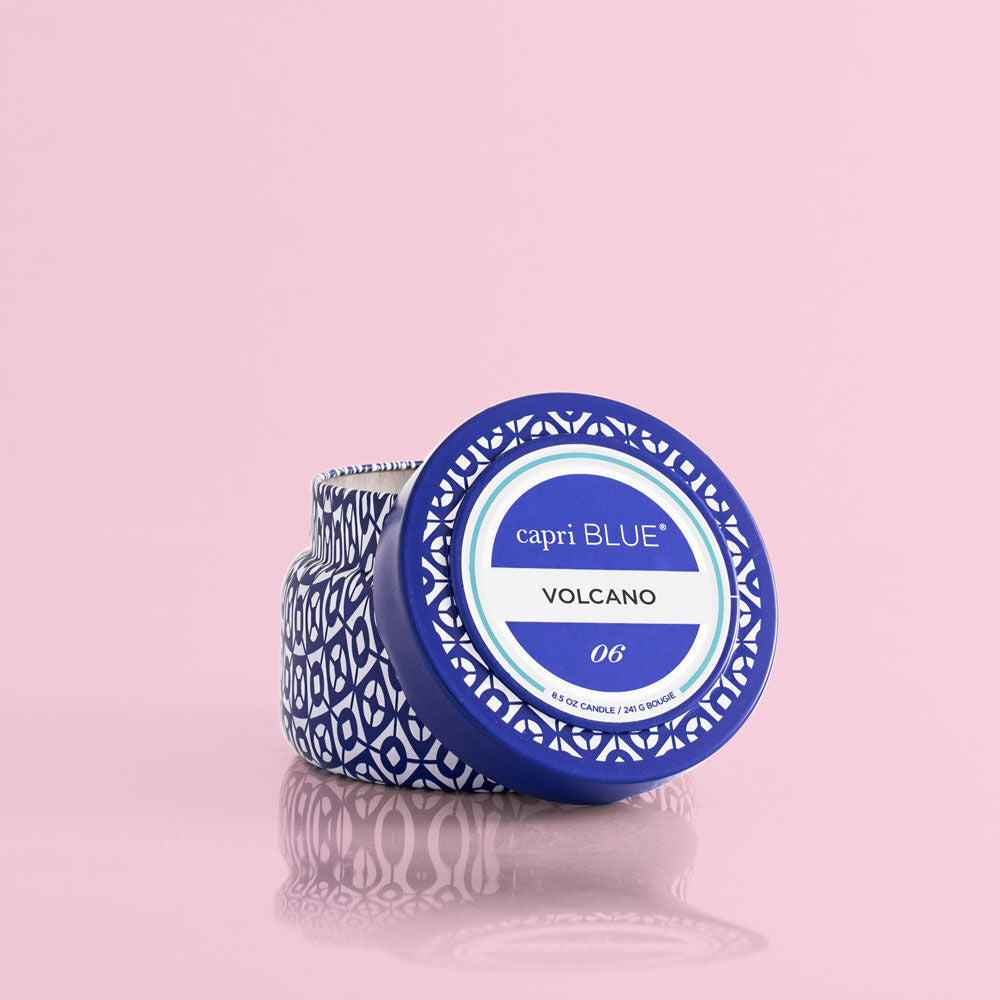 Volcano Blue Signature Printed Travel Tin Candle