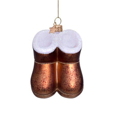 Load image into Gallery viewer, Glass Brown Suede Boots Ornament