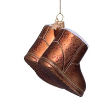 Load image into Gallery viewer, Glass Brown Suede Boots Ornament