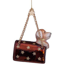 Load image into Gallery viewer, Brown Opal Bag with Labrador Puppy Glass Ornament