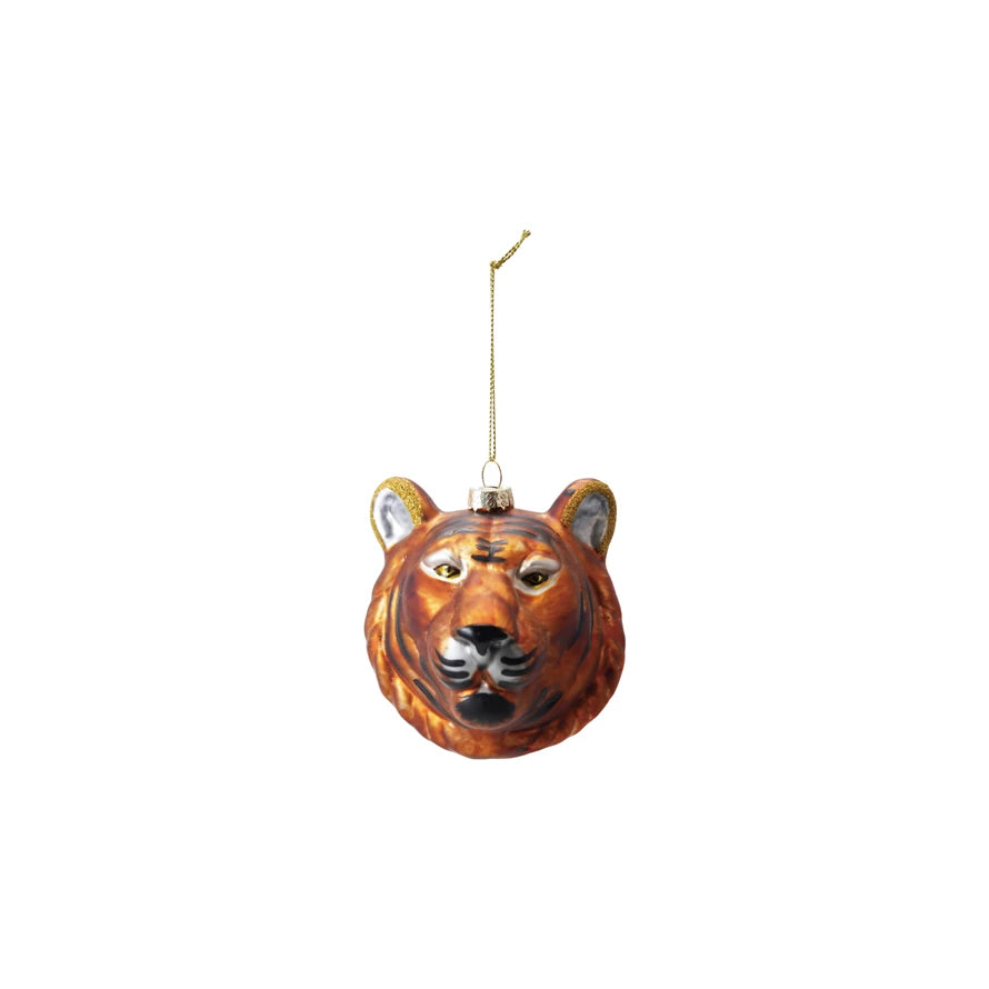 Glass Tiger Head Ornament