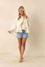 Load image into Gallery viewer, Prosperina Sabrina Ruffle Cardigan | Ivory
