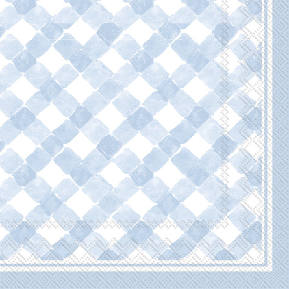 Light Blue Gingham Cocktail Napkins