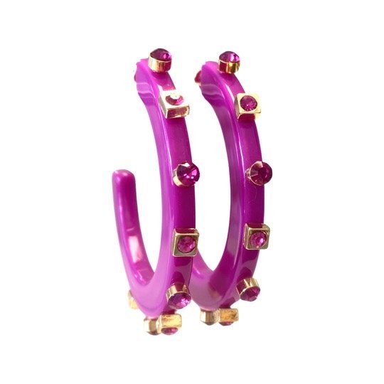 Smith & Co City Girl Jewel Hoop | Small Fuchsia