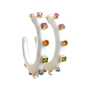 Smith & Co City Girl Jewel Hoop | Small White Multicolor