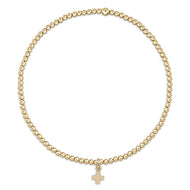 enewton Classic Gold 2mm Bead Bracelet - Signature Cross Small Gold Charm