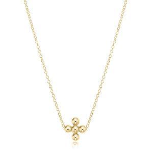 enewton 16" Necklace Gold - Classic Beaded Signature Cross Gold - 3mm Bead Gold