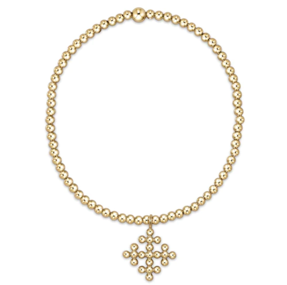 enewton Classic Gold 2.5mm Bead Bracelet - Classic Beaded Signature Cross Encompass Gold Charm