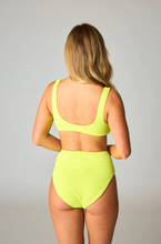 Load image into Gallery viewer, BuddyLove Ora Scoop Neck High Waisted Bikini | Neon Yellow
