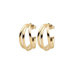 Sheila Fajl Small Triple Claire Hoops | Shiny 18K Gold Plated