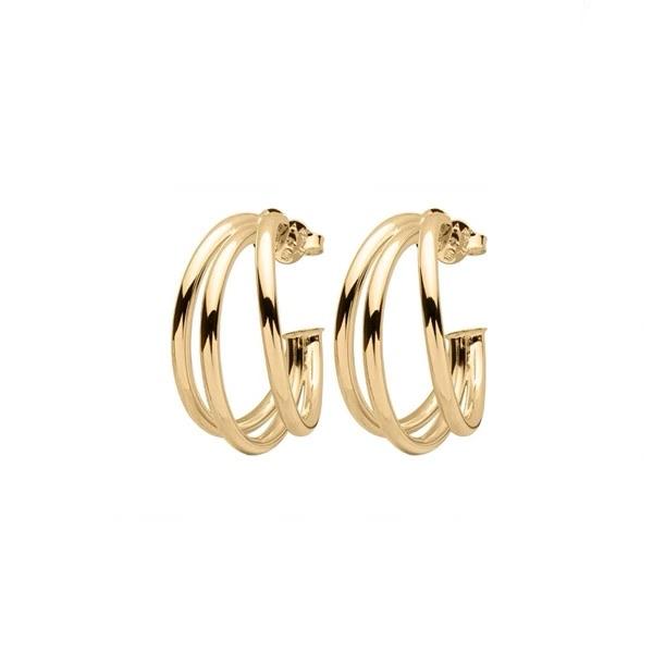 Sheila Fajl Small Triple Claire Hoops | Shiny 18K Gold Plated